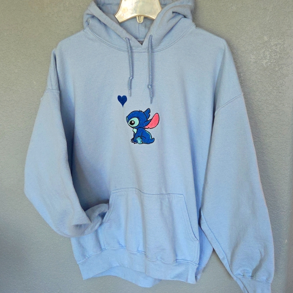 Stitch stitched blue and pink with heart Light blue no side stitches like new